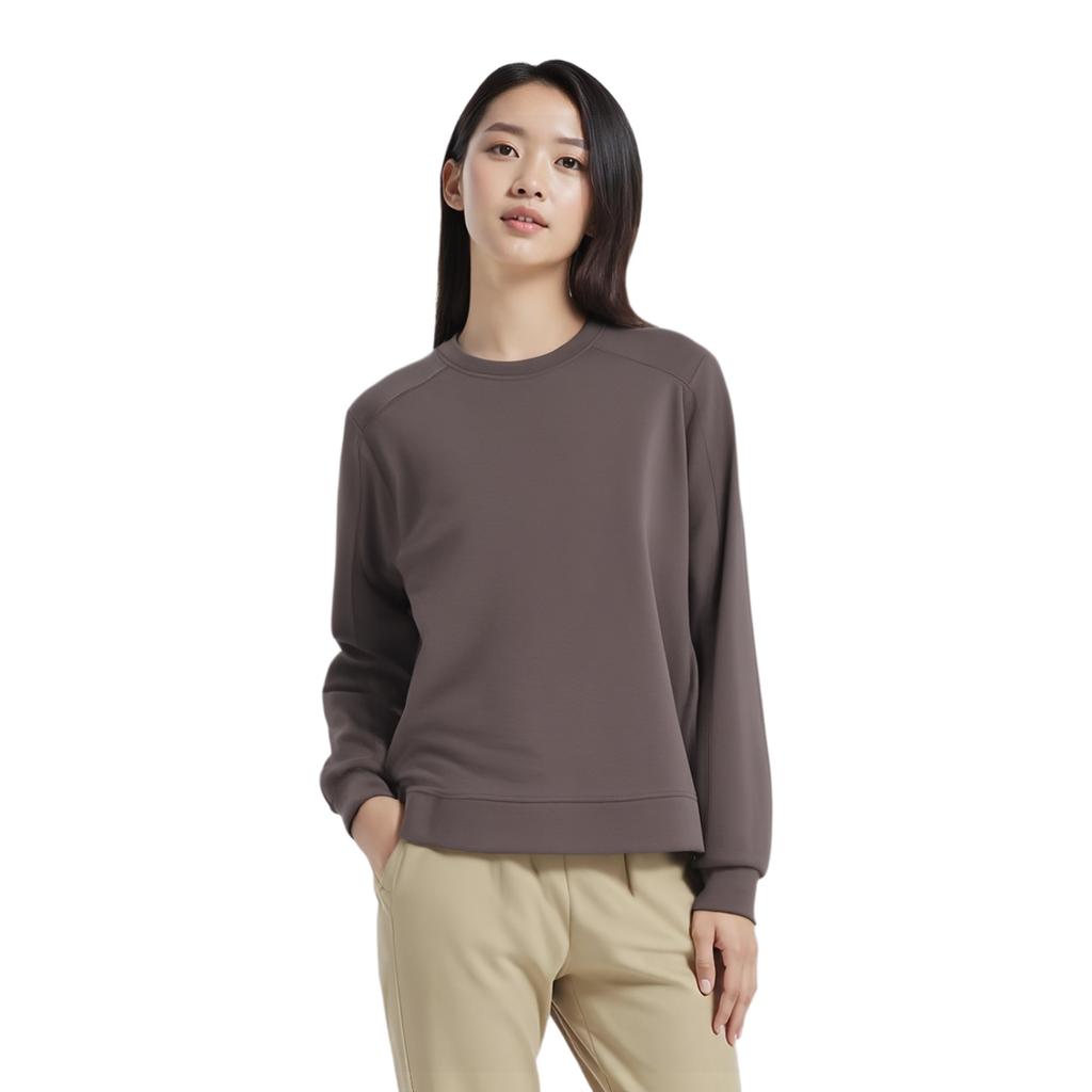 Li-Ning Einfarbig Rundhals Bequemer Pullover Langarm Strickpullover Damenpullover Anthrazit-Braun AWDU110-2