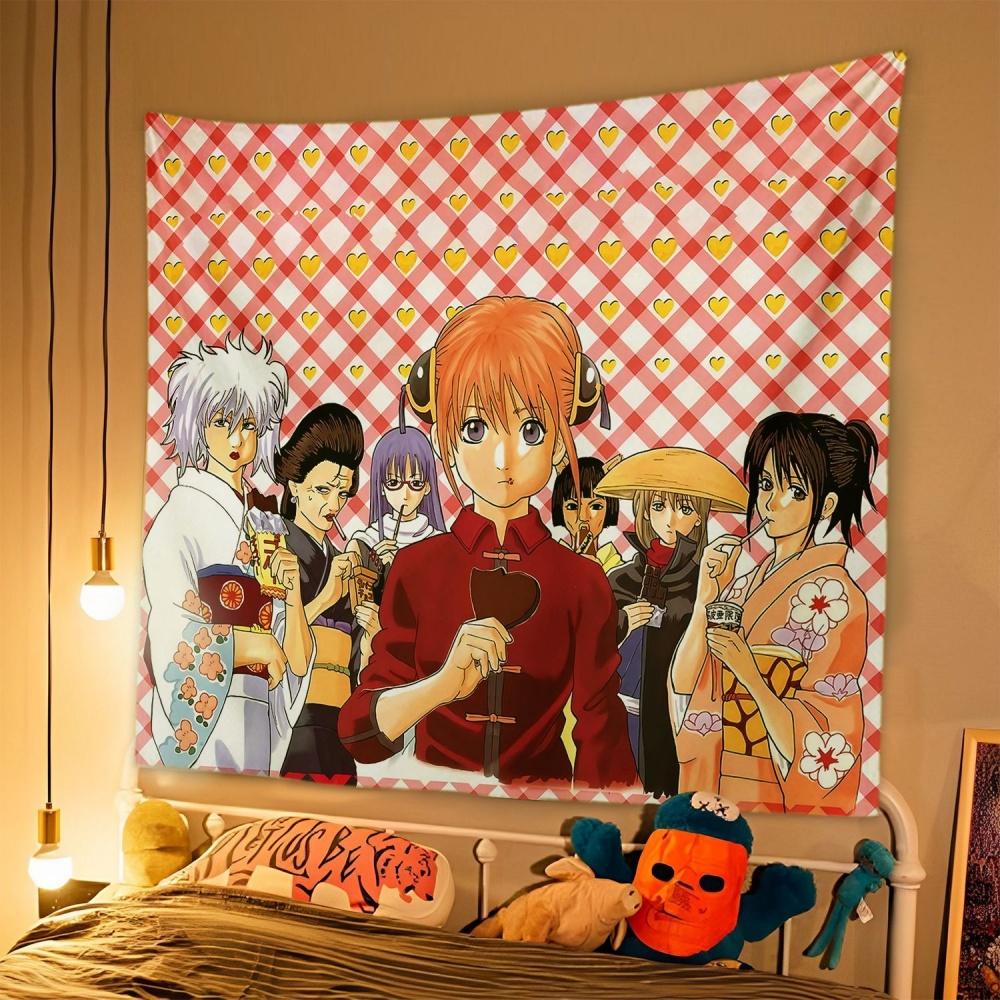 1pc Japanese Anime Tapestry GINTAMA Background Cloth Student Dormitory Bedside Bedroom Decoration Hanging Rental House Tapestry