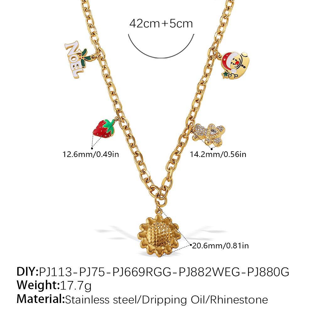 Fashion DIY Colorful Cartoon Pendant Necklace Stainless Steel Gold Plated Trend Jewelry