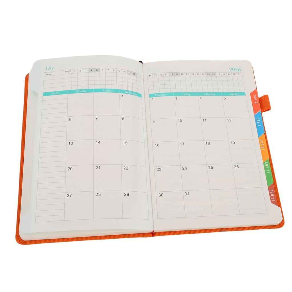 Denní plánovač 2026 Hodinový diář s koženým obalem Roční kalendář Stránka se seznamem adres Každodenní poznámkový blok