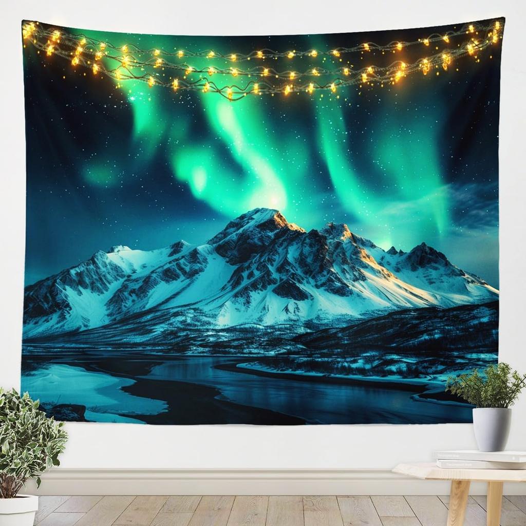 Night Sky Northern Lights Pattern Art Tapestry Home Decor Living Room Bedroom Festive Decor Accessories Background Wall Covering