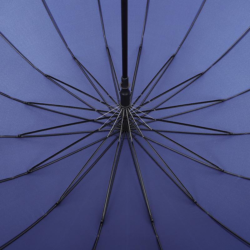 16-Bone long-handled umbrella large solid color simple and strong automatic double male wind-resistant brush