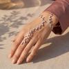 Copper Material Leaf Cubic Zircon Hand Palm Bracelet Sparkling Hand Piece Jewelry  For Women Girls