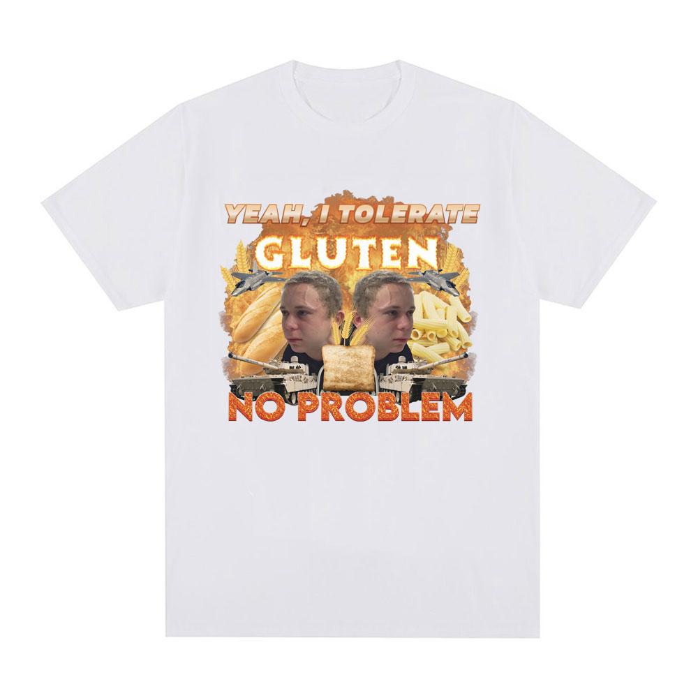 Ja, ich vertrage Gluten ohne Probleme Grafik T-Shirt Glutenintolerant Kurzarm T-Shirts 100% Baumwolle Lässige Oversized T-Shirts