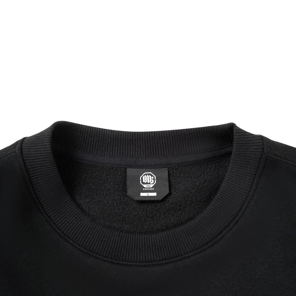 Li-Ning Geniş Kesim Bisiklet Yaka Kazak Harf Spor Moda Çok Yönlü Günlük Polar Sıcak Dikişli Sweatshirt Erkek sweatshirt AWDV879-5