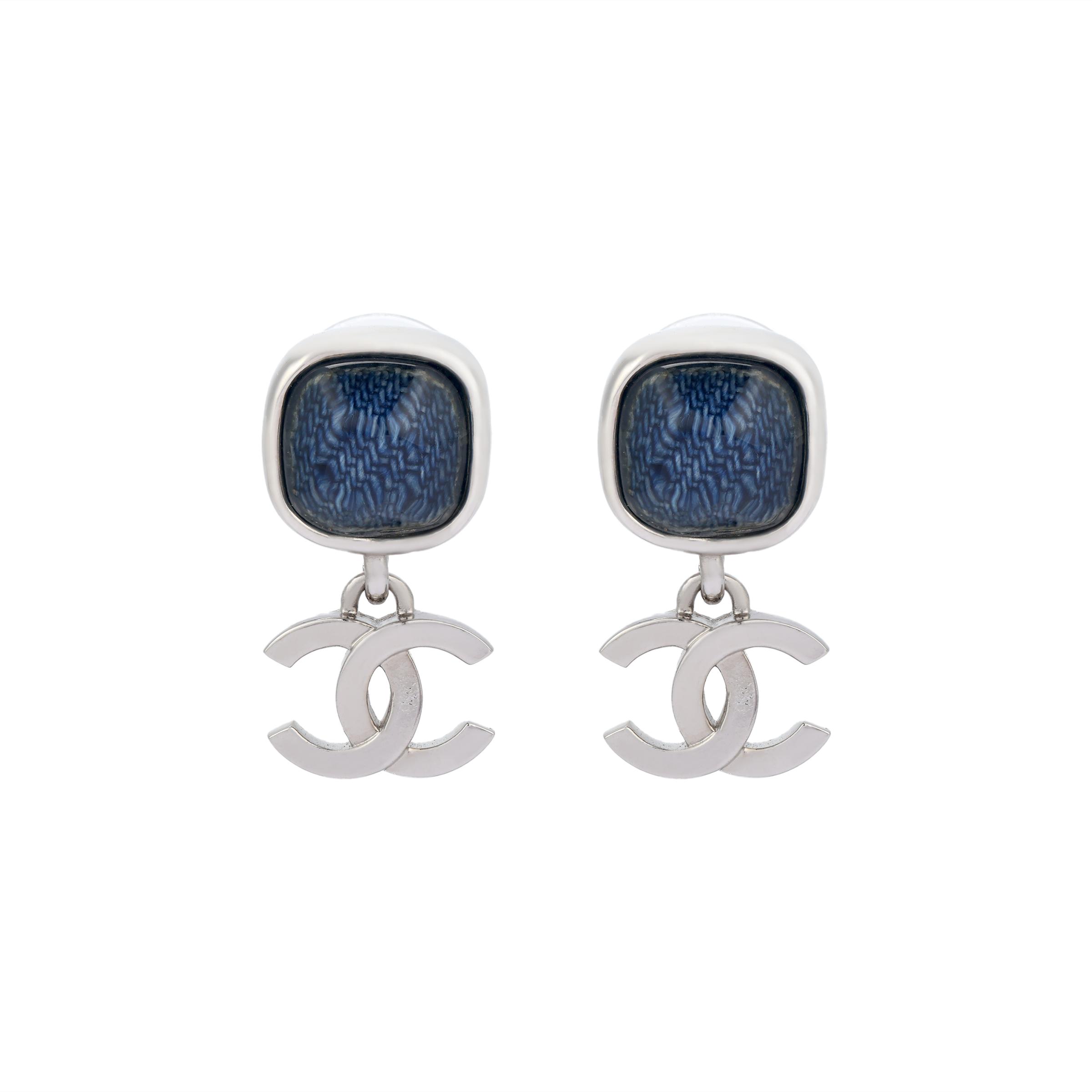 

Chanel Square Denim Double C Pendant Earrings Women earrings Silver ABE357-B18079-NZT10 F,Silver