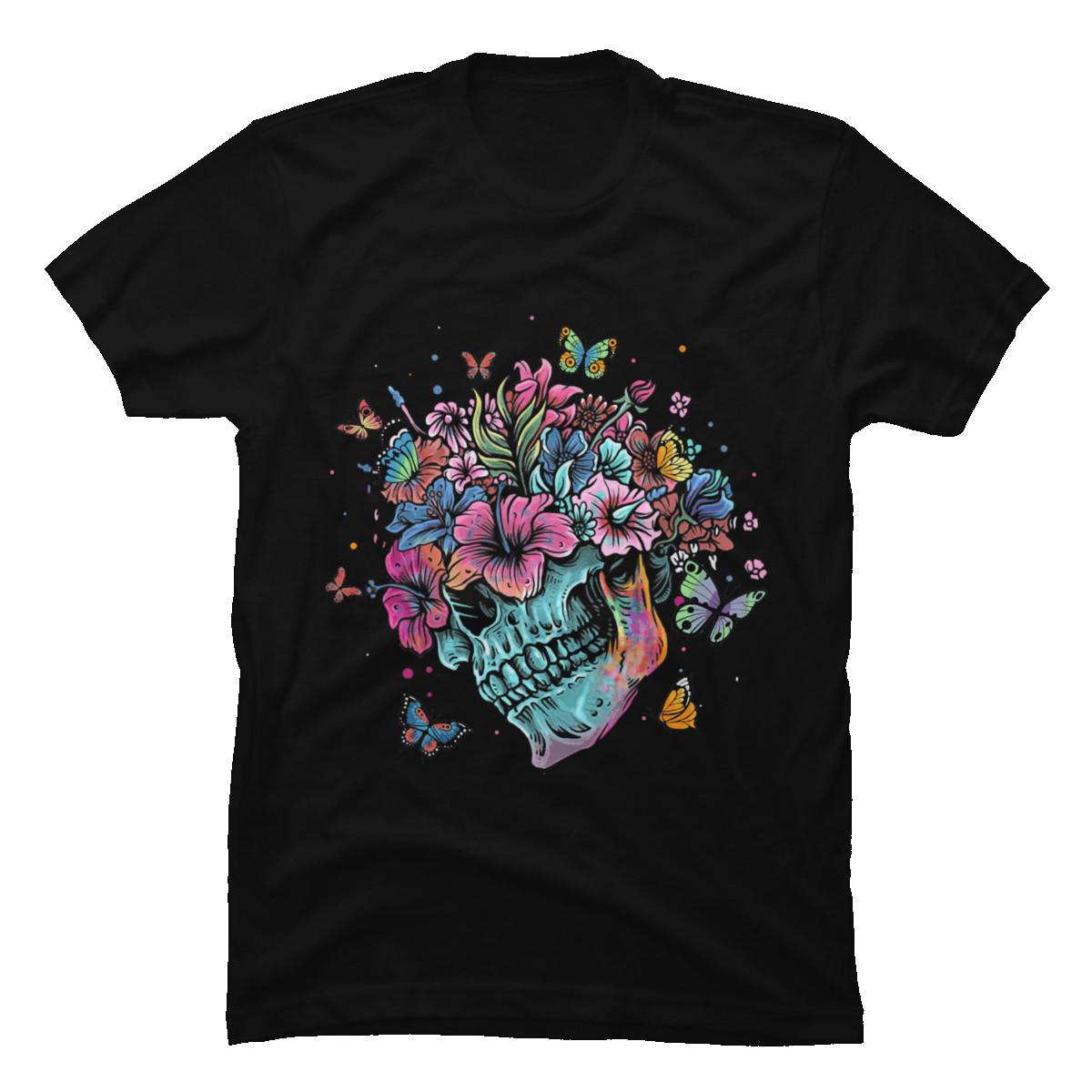 Floral Butterfly Skull Funny Halloween Costume Hippie Flower XXXL