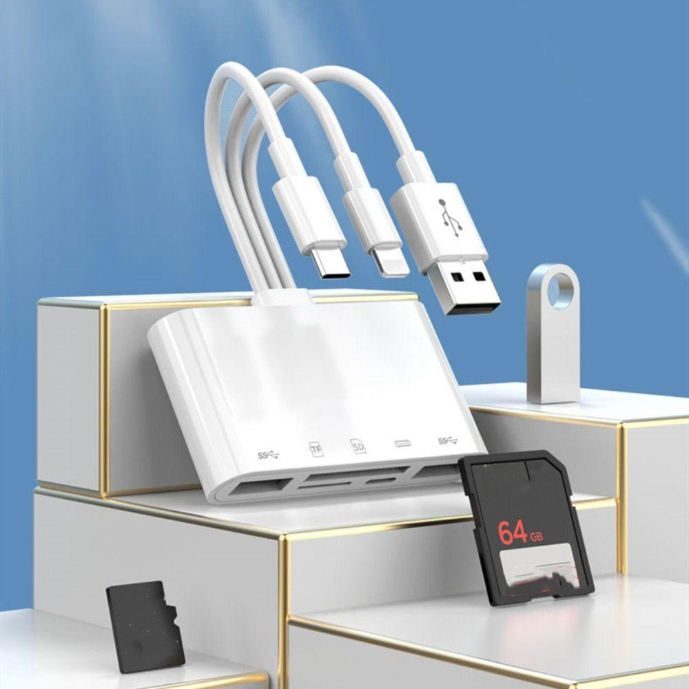 

Устройство чтения карт IOS Type-C 5 в 1 USB-адаптер для чтения карт SD/TF/телефона/планшета/ноутбука белый