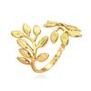 Elegant Gold Leaf Adjustable Stainless Steel Ring for Women - Durable, Fairy Forest Style