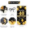 Happy 40th Birthday Decorations for Men & Women, Black Gold 40th Birthday Banner Backdrop, 40 Years Old Party Decor, Fabric Photo Props Yard Sign