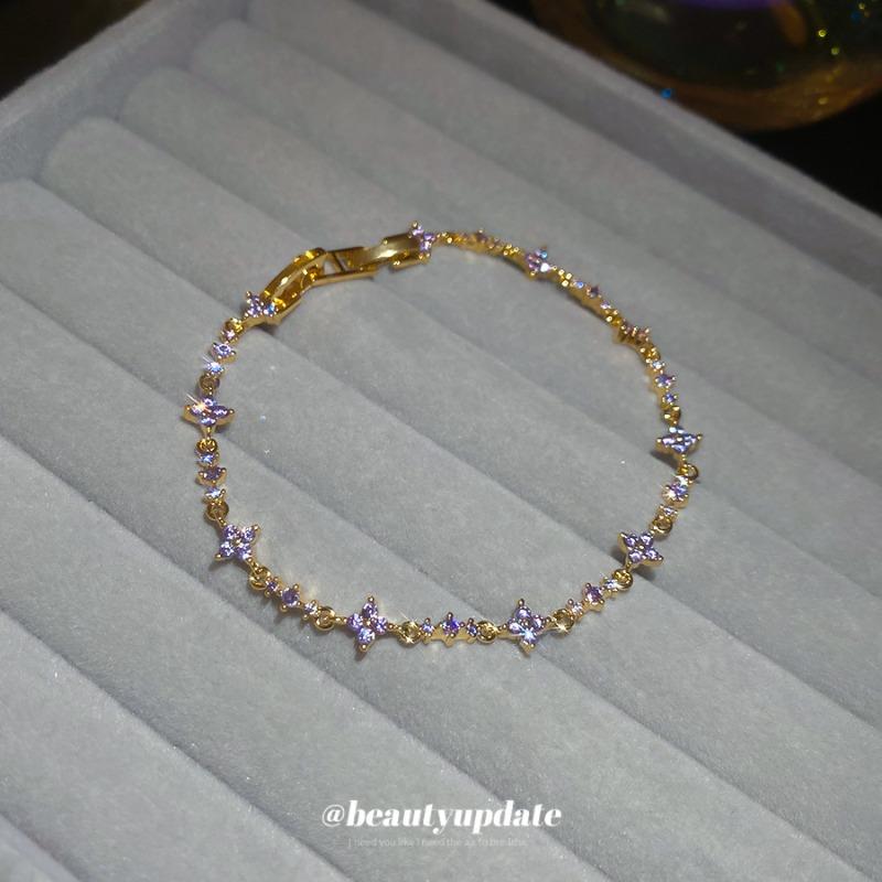 Korean super fairy simple zircon flower bracelet light luxury high-end bracelet fashion exquisite jewelry design sense niche