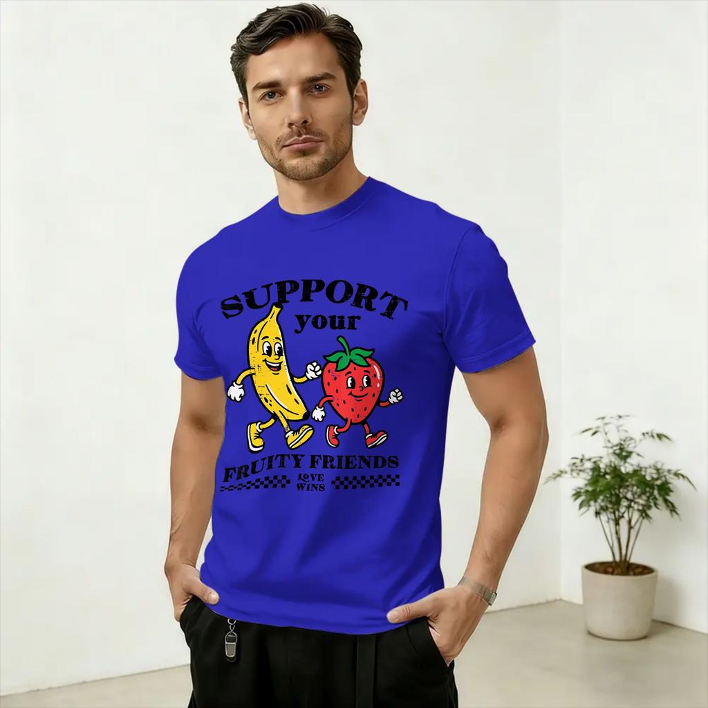 LGBTQ Support Your Fruity Friends Gay Pride Cotton T Shirt For Unisex Summer TShirts Popular Tees Plus Size Loose Tops