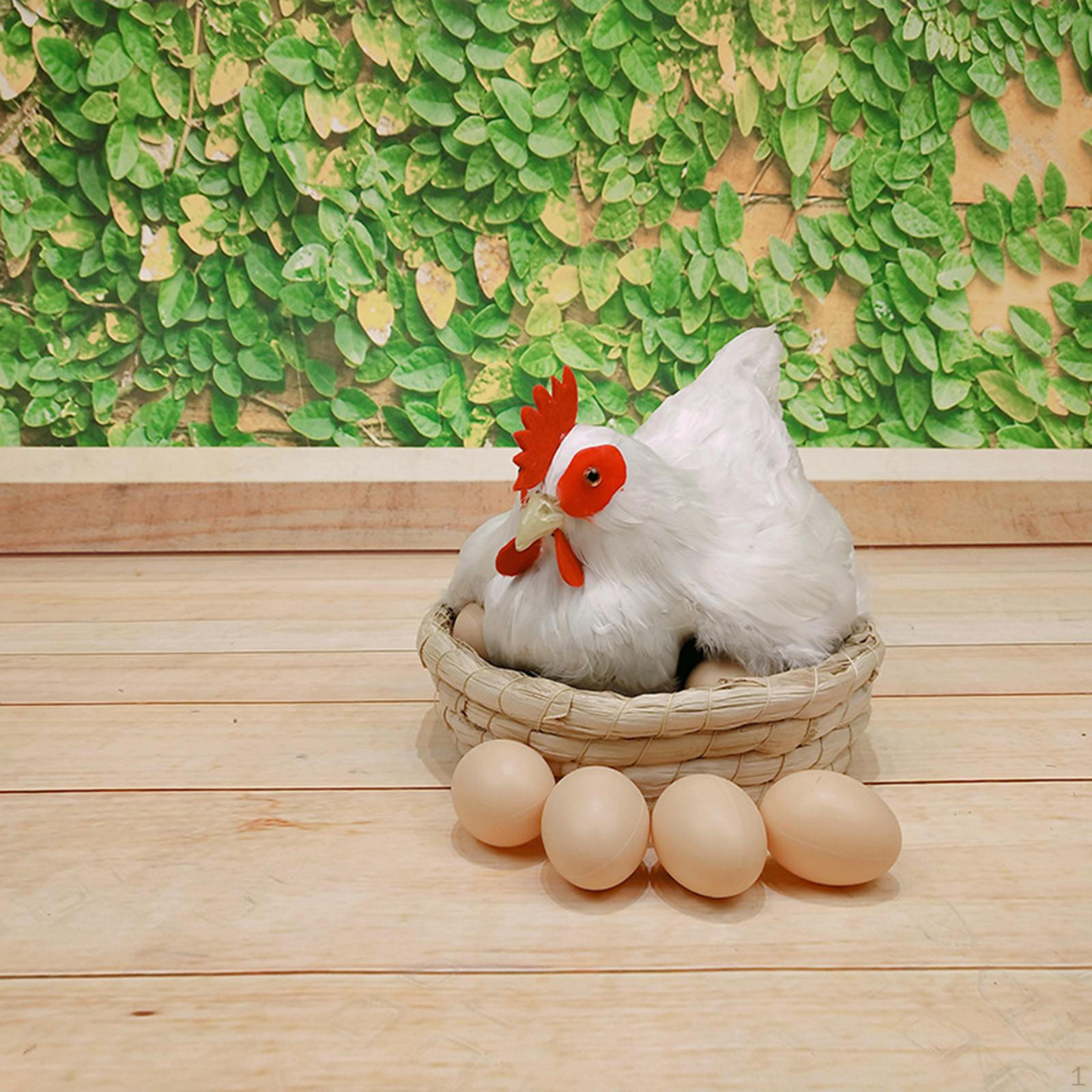 Simulation Hen Model Ornament Artificial Feather Prop Outdoor Decor Realistic Figurine Chicken белый