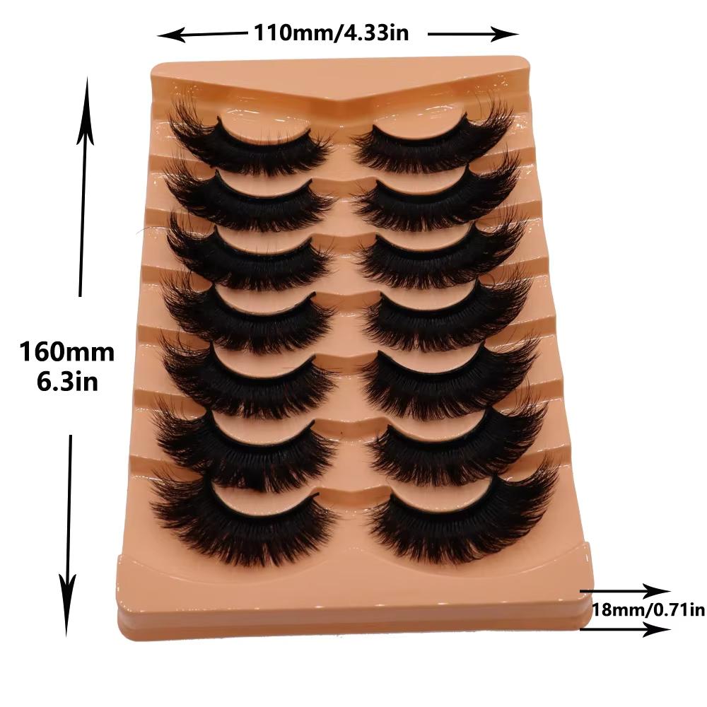 Bulk Pack 7-10 Pairs Wispy Volume Handmade Cruelty-Free False Eyelashes Natural Look Faux Mink Sets Mix Length Black Cotton