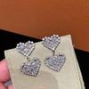 Luxury Diamond-Studded Heart Pendant Earrings for Women - Chic and Trendy Light Fashion