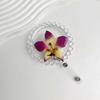 Orchid Design ID Card Badge Holder Clip Acrylic Resin Orchid ID Badge  For Women