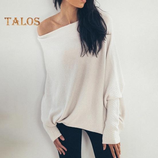 Mulheres Pullover Tops Gola Redonda Manga Longa Casual Solto Ajuste Tops Cor Sólida Elástico Casual T-shirt