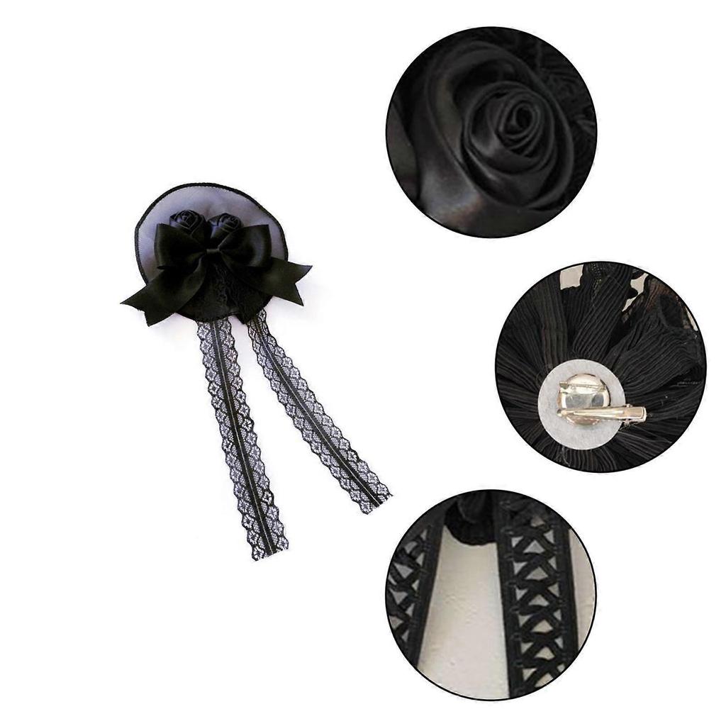 Gothic Lolita Headband Flower Hairpin Black Hair Hoop for Head Bands Headpiece Hair Decor Gifts for Best Friends