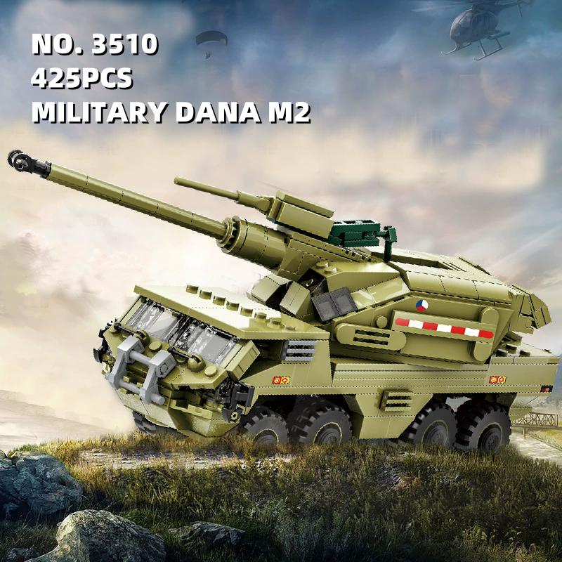 Non-Toxic 425Pcs Dana M2 Ww2 Military Soldiers Army Weapon Armored Vehicle Tank Building Blocks Model Diy Bricks Children'S Diy Toys Gift