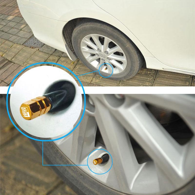4pcs Car Wheel Tire Air Aluminum Alloy Valve Caps For Toyota GR Sport Gazoo Racing Yaris 86 Corolla Hilux Supra C-HR Accessories