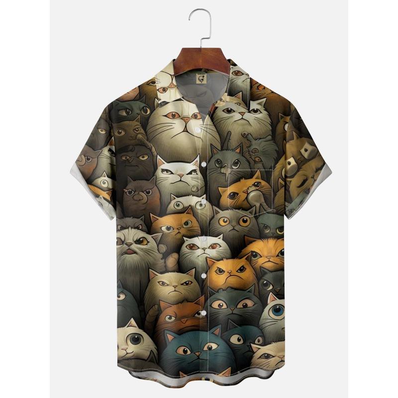 

Мужская рубашка с абстрактным рисунком животных из мультфильмов, 3D-принт, быстросохнущие топы с короткими рукавами, летняя повседневная мужская одежда, рубашки уличной моды 3XL