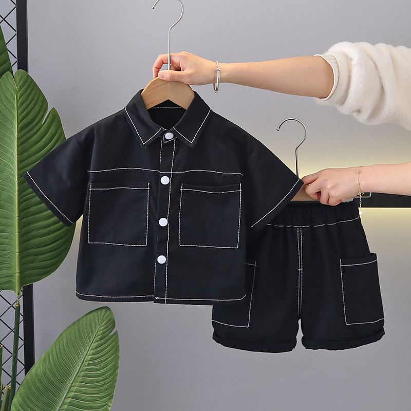 Boy Labor Clothing Short Sleeved Set Summer Clothing Korean Children's Trendy Shirt Summer Fashion