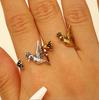 New Arrival Silver Gold Tree Branch Golden Birds Open Rings For Women Female Ring