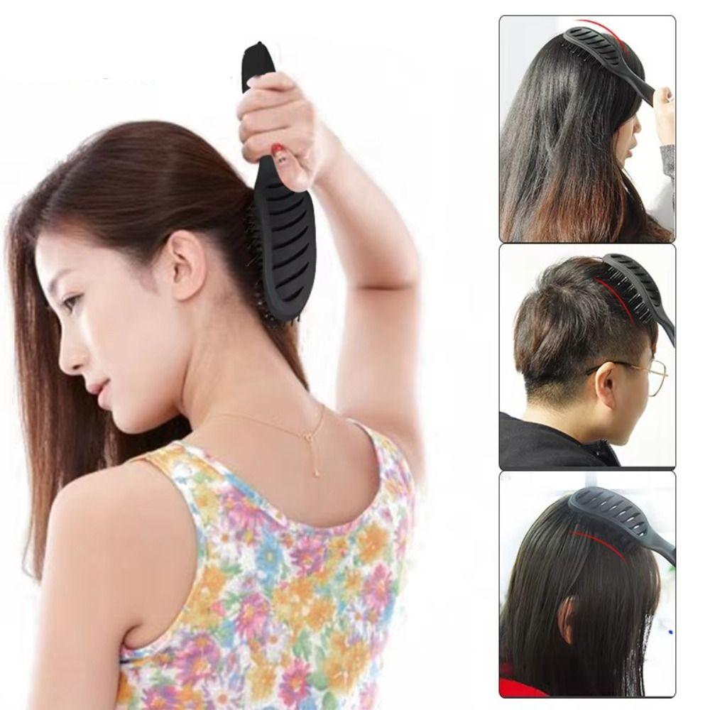 Portable Anti Static Styling Hair Brush Heat-Resistant Plastic Curved Vent Drying Brush 9 Row Rack Wide Tooth Scalp Massage Comb