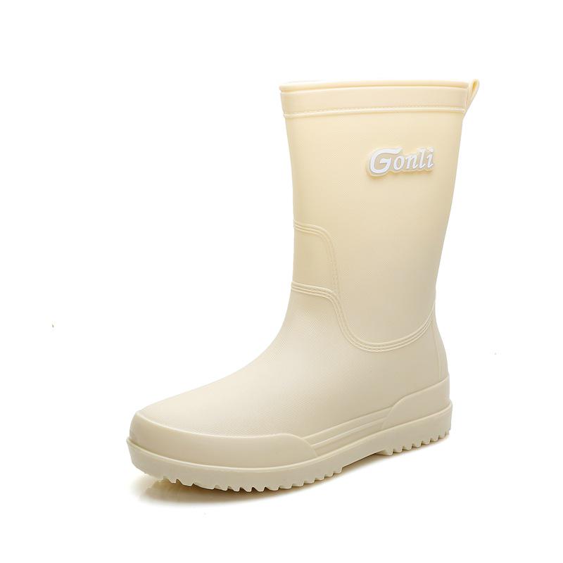 Women's Mid-Calf Fashion Waterproof Rain Boots, Thick-Soled Non-Slip, Wear-Resistant, Plus Velvet for Warmth
