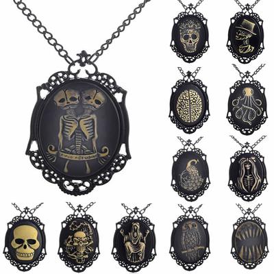 Onebeading Großhandel Mode Retro Skelett Horror Halskette Gliederkette Anhänger Cameos Schmuck Freundschaftsgeschenke 1 Strang K04398