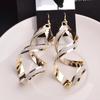 Fashion Punk Gold Silver Color Metal Spiral Earrings For Women Long Wave Dangle Drop Earings Statement Jewelry Oorbellen