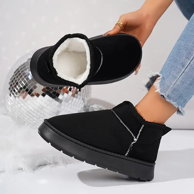 Women'S Slip-On House Shoes - Soft Plush Indoor/Outdoor Winter Boots with Non-Slip EVA Sole, Cushioned Warm Lining