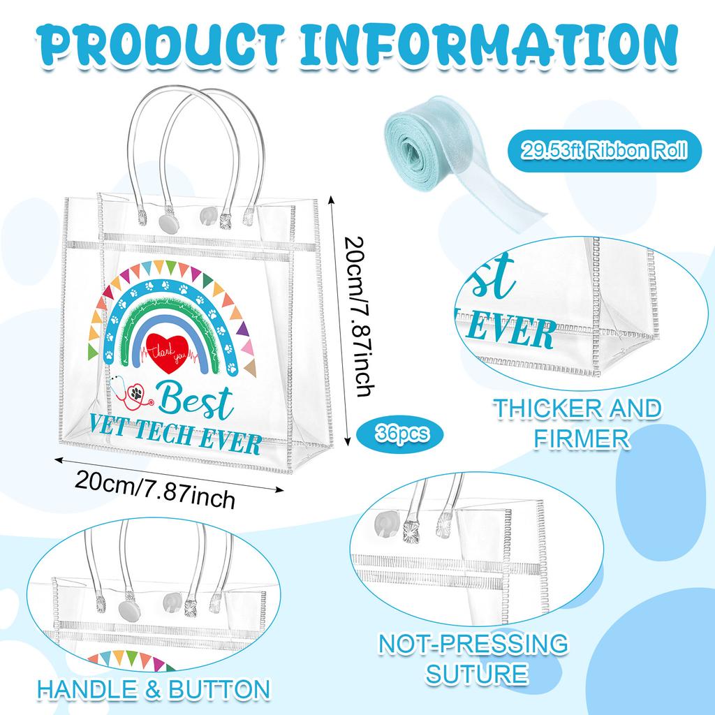 Tote Bag, 36Pcs, Clear PVC, With Handles
