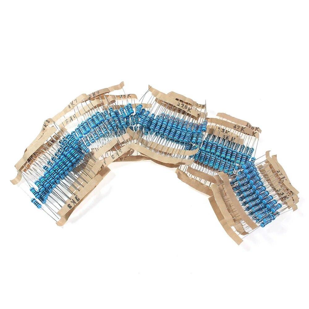 300PCS 1K ~ 820K 1W Metal Film Resistor Assortment Kit,30 Kinds *10pcs Diy Electronic 1% Set of Resistor 10K 100K 1K5 15K 150K