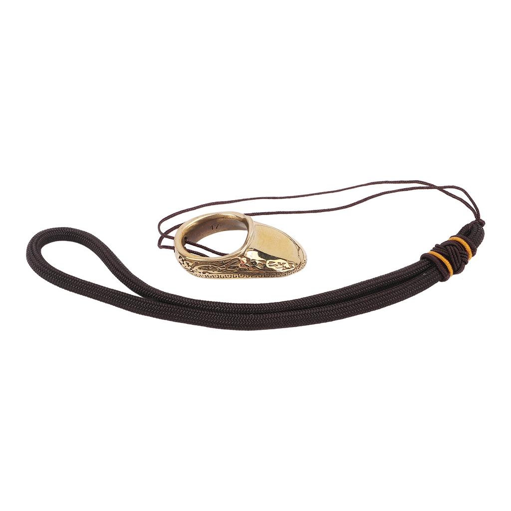 Bågskytte Tumringar Bra Skydd Graveringsmönster Mässing Fingerskydd med Anti-Tappsnöre för Utomhusjakt