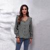 BITCED Moda Donna Casual Manica Lunga Scollo a V Bluse e Camicie