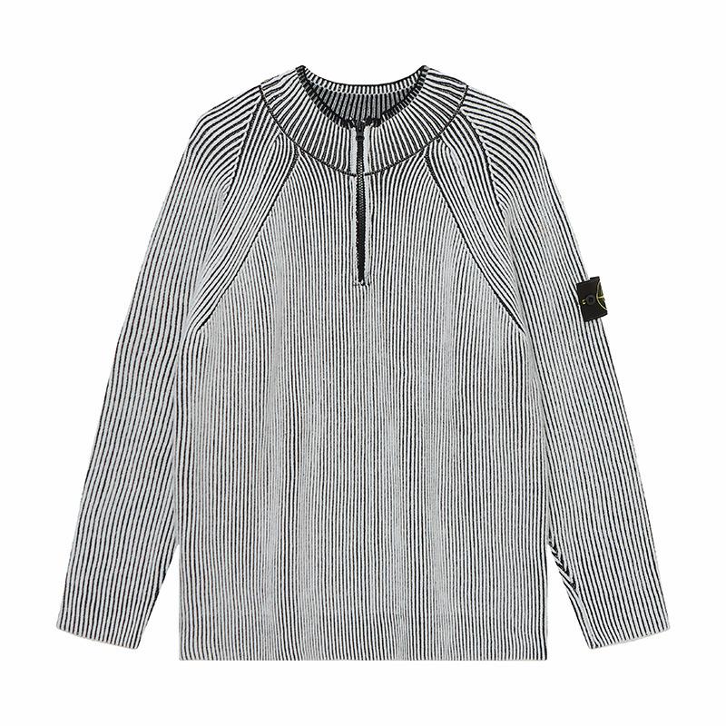 STONE Uniszex Cipzáras Kardigán Álló Galléros Jelvényes Kötött Pulóver Őszre/Télre