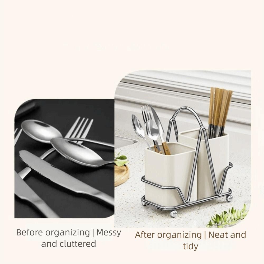 Carbon Steel Cutlery Storage Rack Countertop Type Utensil Holder Cutlery Organizer Kitchen