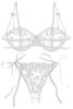 Maeau Beautiful Breast Lingerie Bra and Panty Lace Sexy Embroidered No Size XL Women's Set, T-Back Underwear, See-Through Bra, Sheer, Thin, Pads,