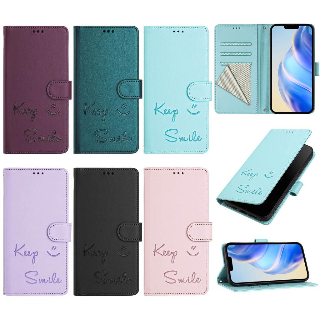 Custodia a Portafoglio in Pelle a Libro per Cubot Max 5 A10 P50 A20 A30 A40 P90 X100 Note 40 60 Design Embossato Keep Smile con Laccetto da Polso