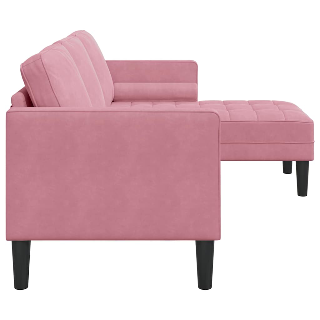 Sofa Set with Cushions Pink Polyester