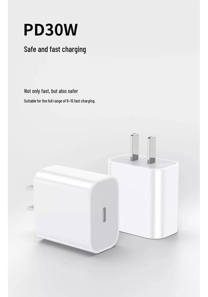 30W Type-C Charger for Apple: Compatible with iPhone 16 Pro and 12 Max Charger and Sync Cable.