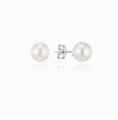 [Silver 925] Cream White Pearl Earrings (8mm) LLES25243S