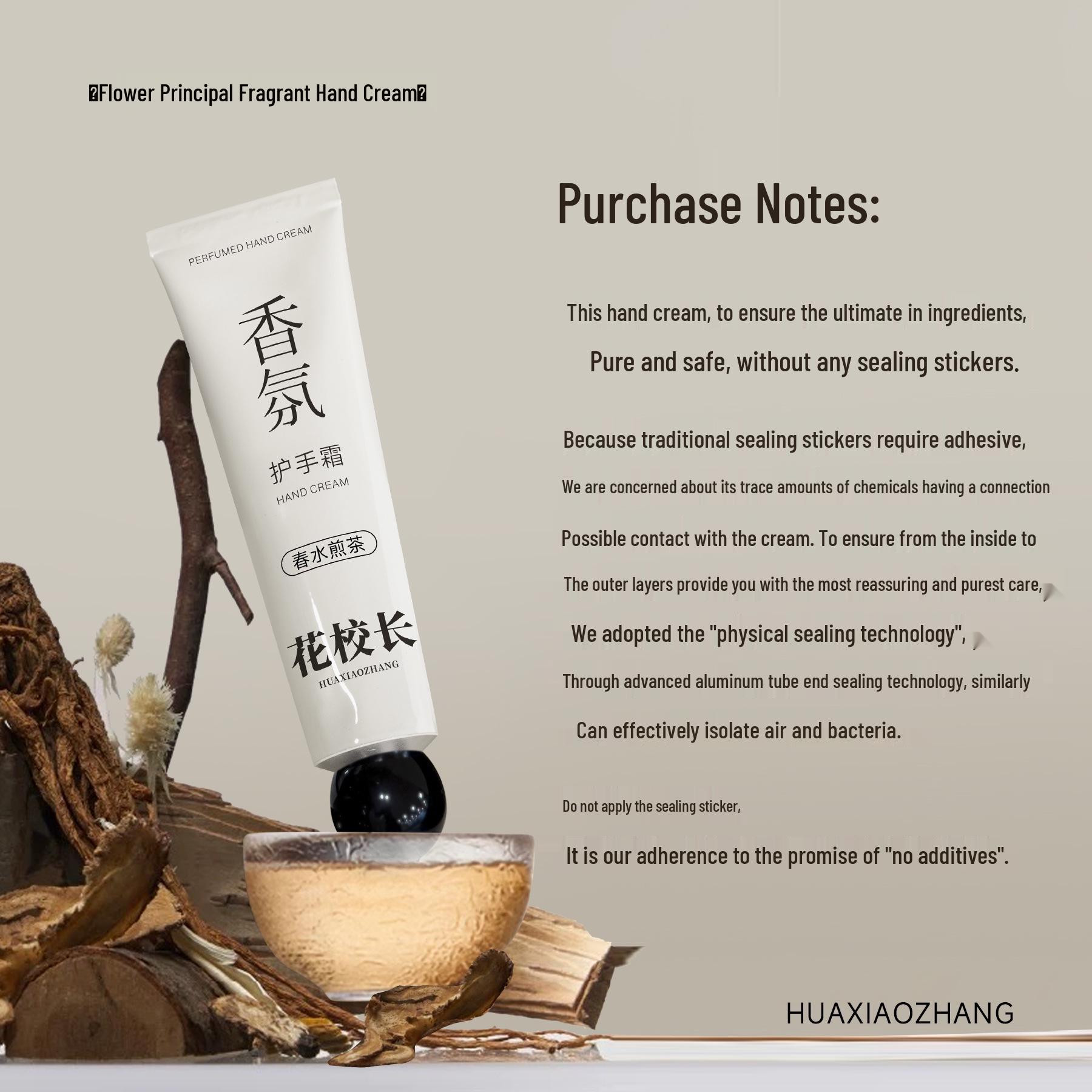 Hua Principal Plant Aroma Hydrating Hand Cream with Long-Lasting Fragrance – Gentle Moisturizer for Autumn and Winter.