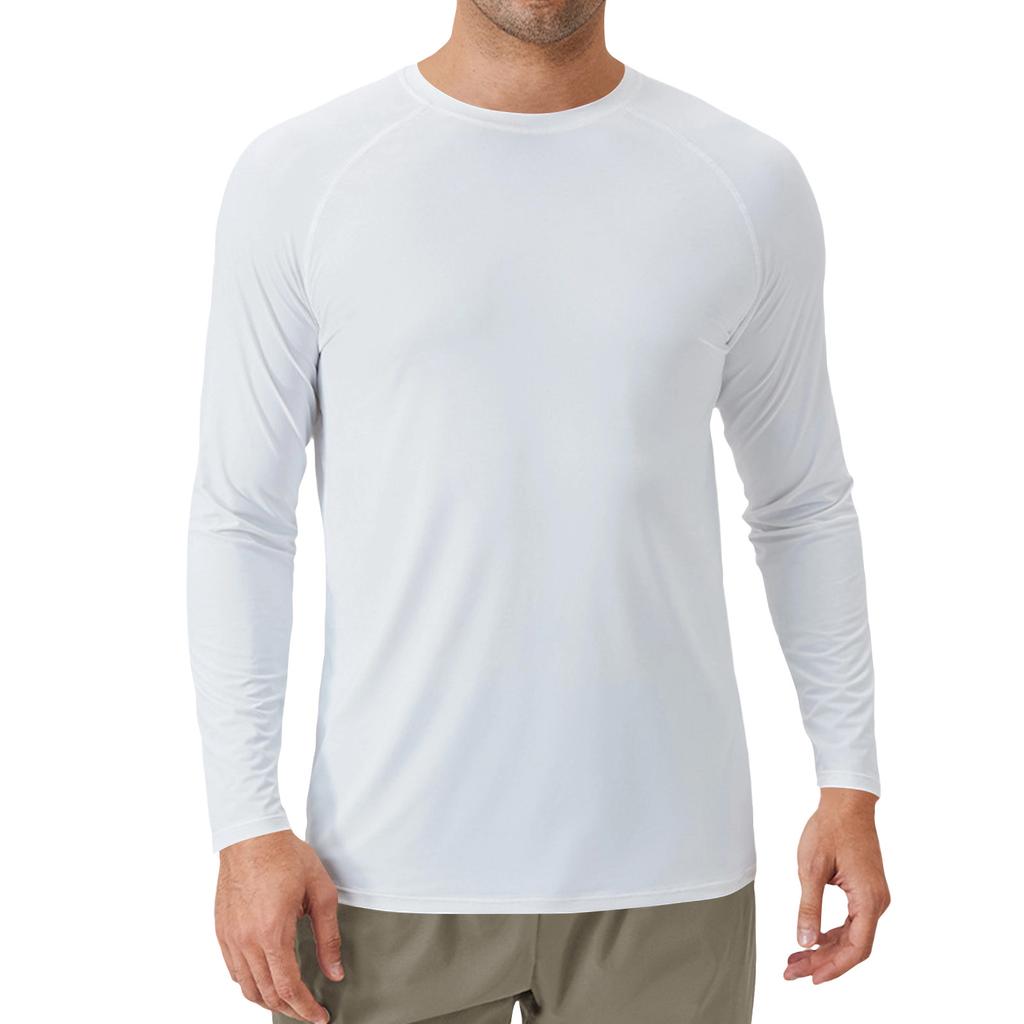 Men's Long Sleeve Athletic T Shirt Lightweight Quick Dry Crew Neck Casual Sports Tee for Outdoor Gym Running Training
