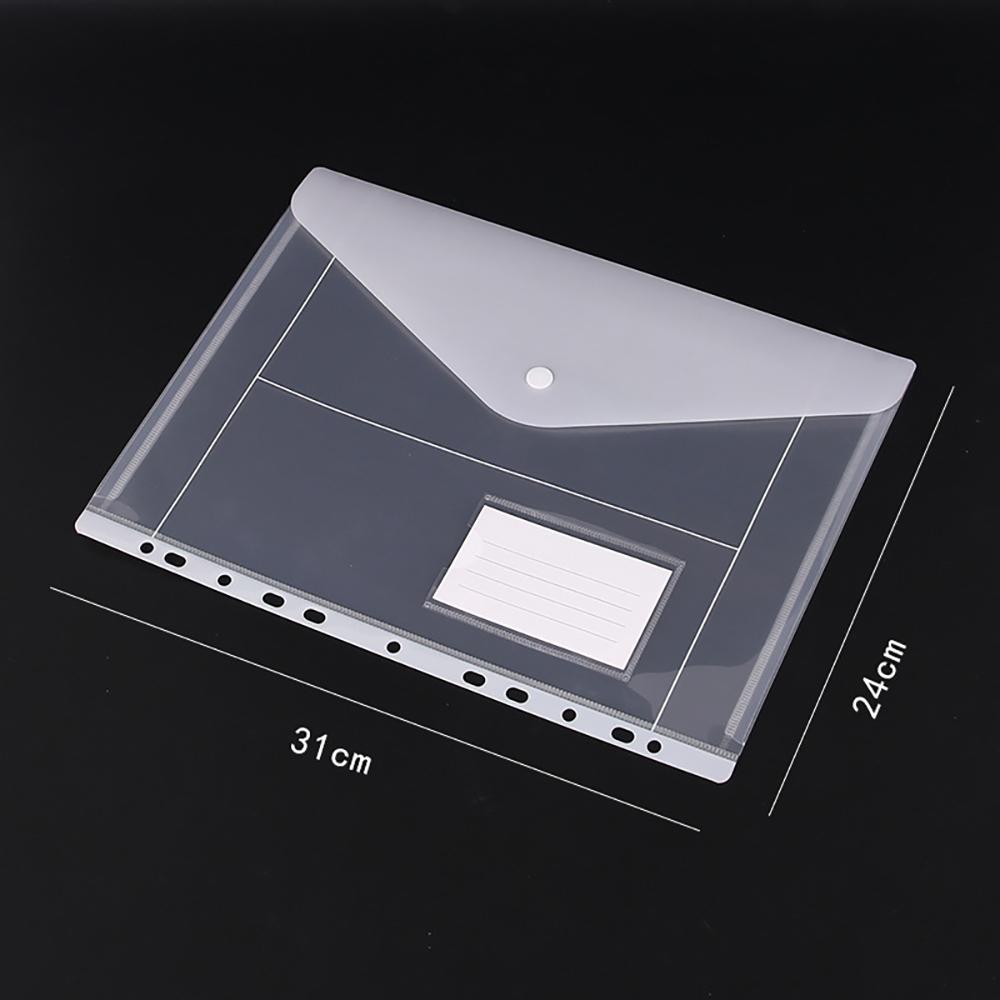 Plastic 11-hole Loose-leaf File Bag Transparent 3-hole Folder+6pcs Binder Pockets Document Pouch for Office and School Supply