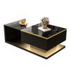 Table Basse Longue 90 cm, Noir Laqué Haute Brillance. Tables d'appoint, Tables basses avec effet verre et LED