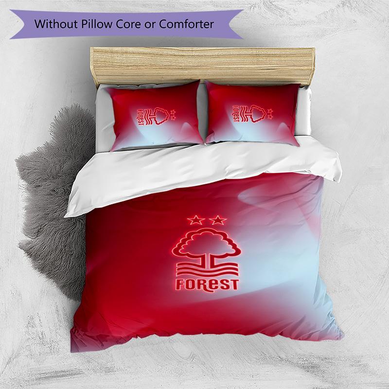 Set Lenzuola Stampato Nottingham Forest Football 3 Pezzi, Comodo Set Copripiumino per Camera da Letto Amico della Pelle