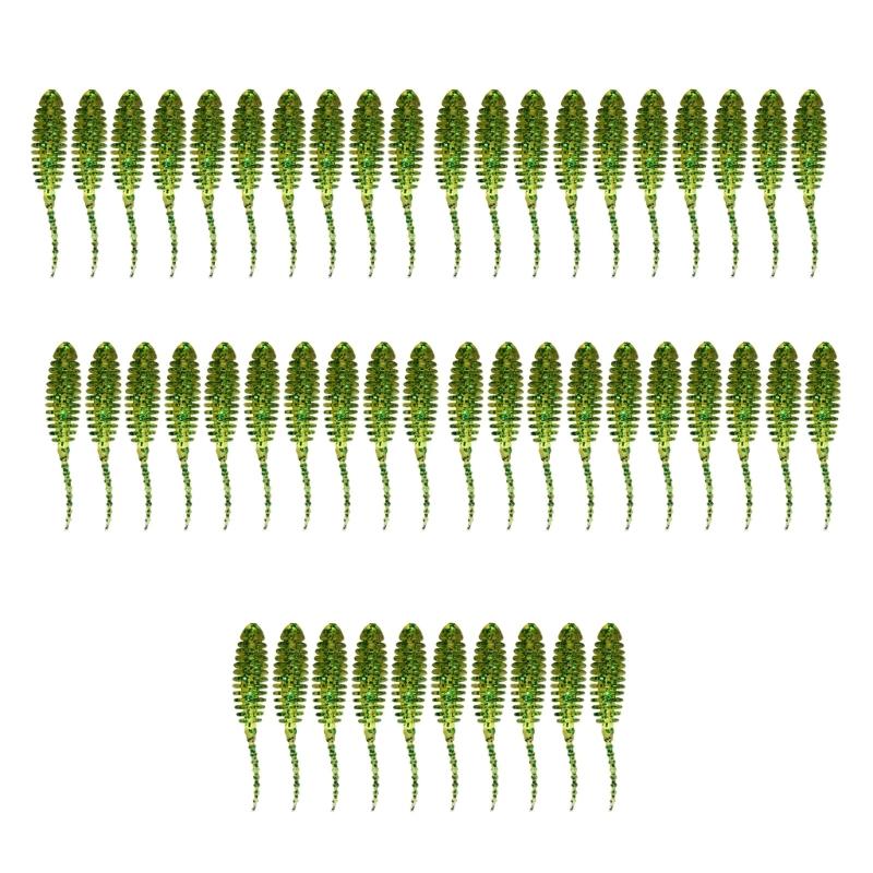 

50Pcs/set Soft Wacky Rigs Worms Baits Silicone Fishing Lures Worms Fishing Lures Short Worms Artificial Baits Swimbaits темно-зелений колір