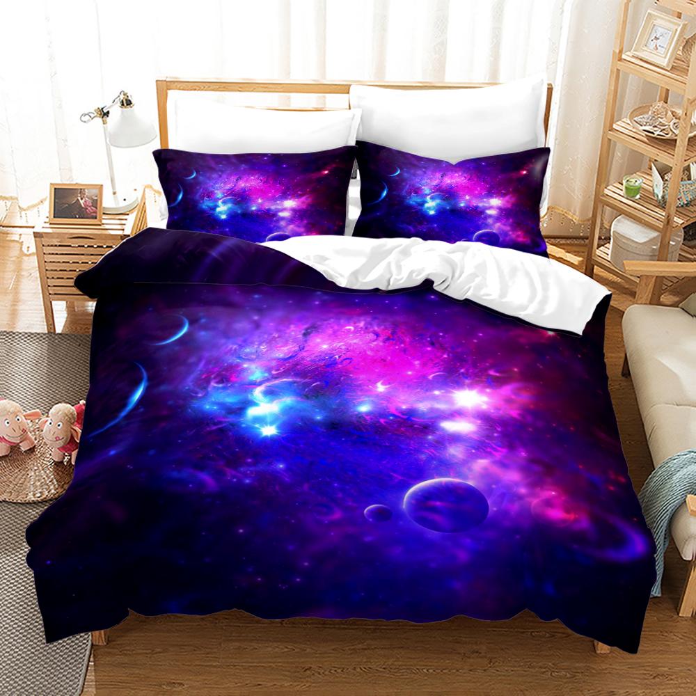 Galaxy Duvet Cover Set Love Heart Shaped Cloud Comforter Cover King Queen Size for Boys Girls Teens Bedding Set with Pillowcase